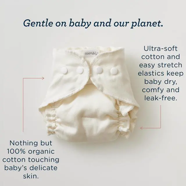 Alt view image 5 of 7 - Cloth Diaper Inner - Organic Cotton Fitted Diaper- Soft, Ultra-Absorbant, Trim-Fitting Layer to Pair with Waterproof Outer for Blowout-Proof Diapering - 3-Pack, Size 2 (18-35lbs)