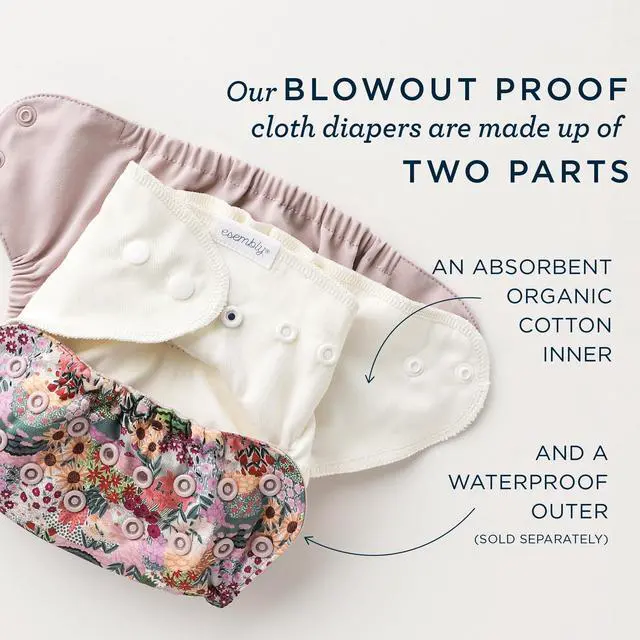 Alt view image 2 of 7 - Cloth Diaper Inner - Organic Cotton Fitted Diaper- Soft, Ultra-Absorbant, Trim-Fitting Layer to Pair with Waterproof Outer for Blowout-Proof Diapering - 3-Pack, Size 2 (18-35lbs)