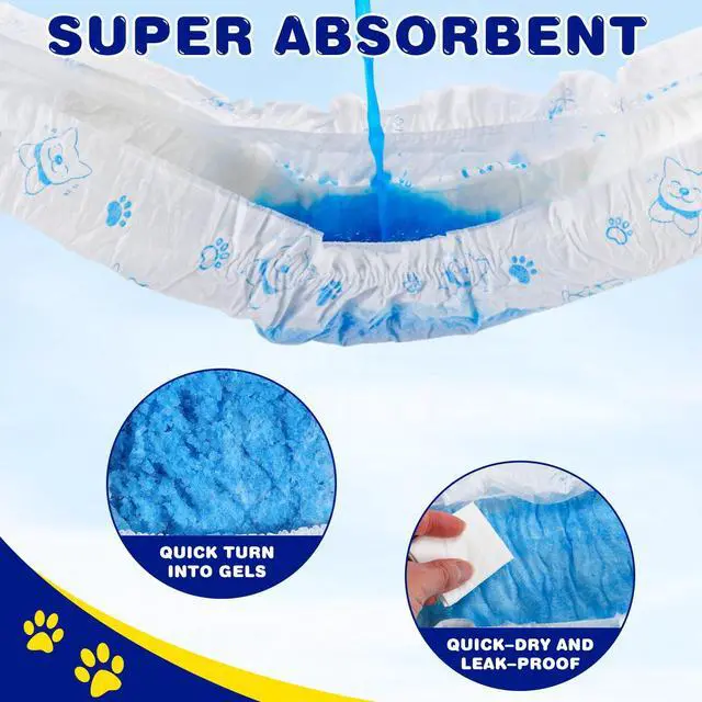 Alt view image 2 of 6 - 50 Count Disposable Male Dog Diapers, Male Dog Wraps,Super Absorbent Leak-Proof Fit (Small)