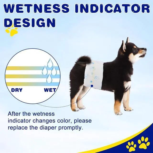 Alt view image 3 of 6 - 50 Count Disposable Male Dog Diapers, Male Dog Wraps,Super Absorbent Leak-Proof Fit (Small)