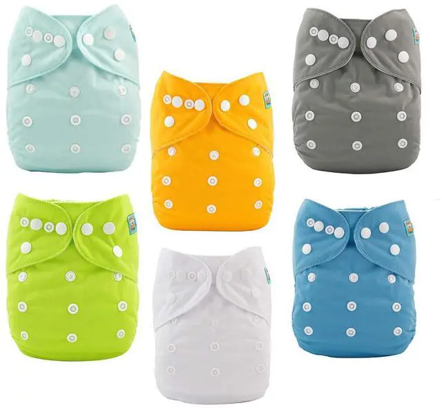 Main image of Baby Cloth Diaper 6 Pack with 12 Inserts One Size Cloth Diaper Covers Adjustable Washable Reusable for Baby Girls and Boys