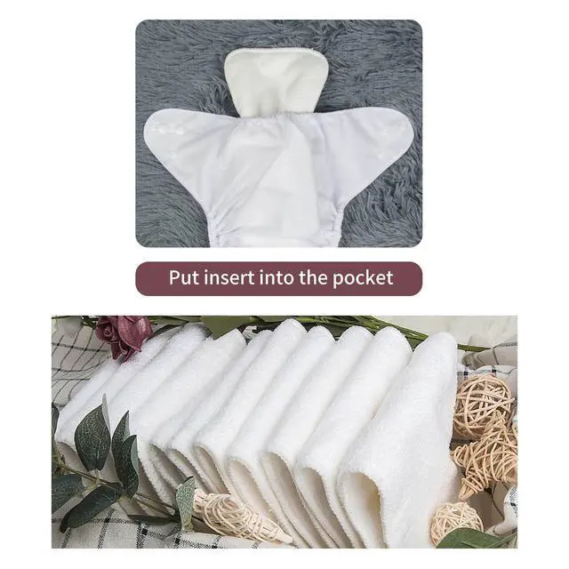 Alt view image 3 of 7 - Baby Cloth Diaper 6 Pack with 12 Inserts One Size Cloth Diaper Covers Adjustable Washable Reusable for Baby Girls and Boys