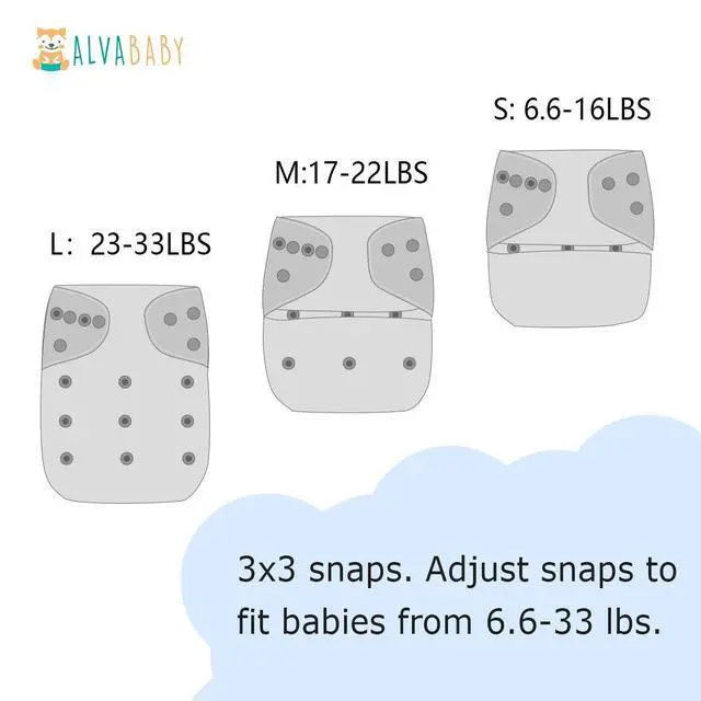 Alt view image 4 of 7 - Baby Cloth Diaper 6 Pack with 12 Inserts One Size Cloth Diaper Covers Adjustable Washable Reusable for Baby Girls and Boys