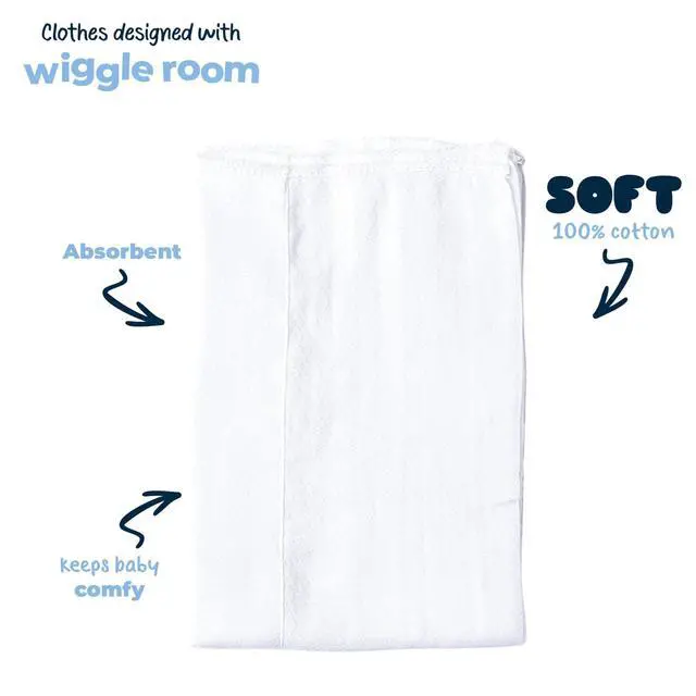 Alt view image 5 of 6 - Unisex Baby Boys Girls Birdseye Prefold Cloth Diapers Multipack White 3-Ply 10 Pack