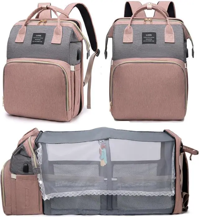 Main image of Diaper Bag Backpack with Changing Station: Pink Baby Bags for Girls Boys New Mom Gifts Pañaleras Para Bebe Baby Girl Newborn Essentials Must Haves Baby Shower Gifts Baby Registry