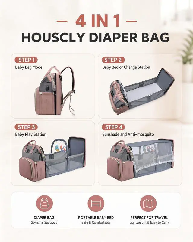 Alt view image 2 of 7 - Diaper Bag Backpack with Changing Station: Pink Baby Bags for Girls Boys New Mom Gifts Pañaleras Para Bebe Baby Girl Newborn Essentials Must Haves Baby Shower Gifts Baby Registry
