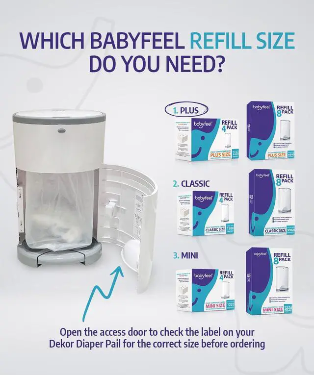 Alt view image 2 of 7 - Refills Compatible with DEKOR PLUS Diaper Pails | 4 Pack | Exclusive 30% Extra Thickness | Diaper Pail Refills with Powerful Odor Elimination | Fresh Powder Scent | Holds up to 2320 Diapers
