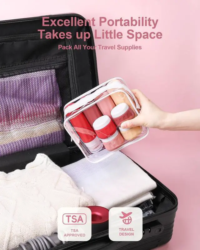 Alt view image 4 of 7 - Travel Size Toiletries 8 Pack, TSA Approved 3oz/1oz Silicone Refillable Containers with Clear Travel Bag
