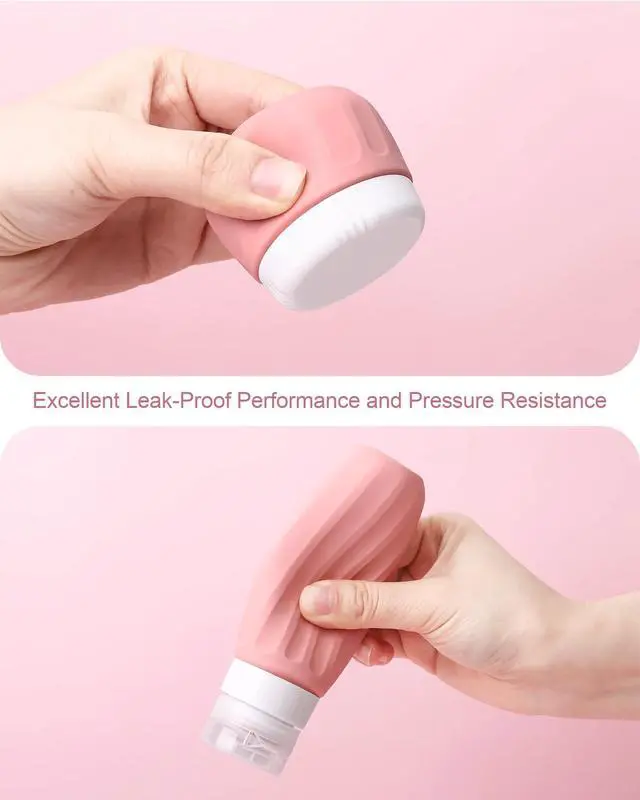 Alt view image 6 of 7 - Travel Size Toiletries 8 Pack, TSA Approved 3oz/1oz Silicone Refillable Containers with Clear Travel Bag