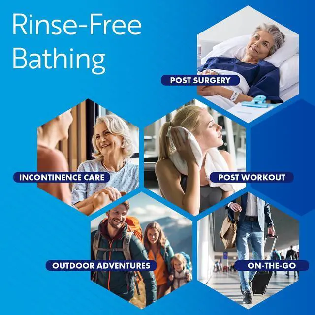 Alt view image 7 of 7 - Adult Bathing Wipes - Oversized No Rinse Bath Wipes with Moisturizers, Hospital Grade Daily Cleansing Disposable Washcloths for Adults, Rinse Free for Fragile Skin, XL 7.5 x 12.5 - 48 Count