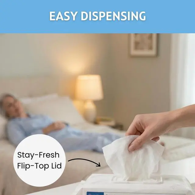Alt view image 4 of 7 - Extra Large Adult Wipes - Elderly, Incontinence - (288) Body Wet Wipes for Adults, Bathing, No Rinse - Cleansing Bath Wipe, Shower - Disposable Washcloths, Aloe, Unscented - 9"x12", 6 Packs of 48
