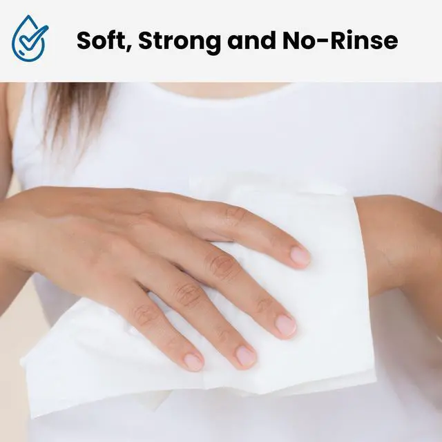 Alt view image 3 of 7 - Extra Large Adult Wipes - Elderly, Incontinence - (288) Body Wet Wipes for Adults, Bathing, No Rinse - Cleansing Bath Wipe, Shower - Disposable Washcloths, Aloe, Unscented - 9"x12", 6 Packs of 48