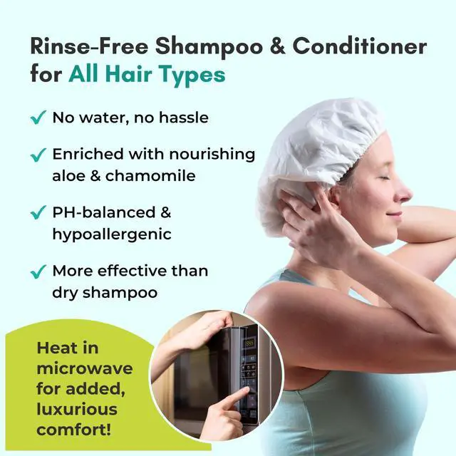 Alt view image 4 of 7 - No Water Rinse Free Shampoo Cap Microwavable Hair Wash Caps Shower