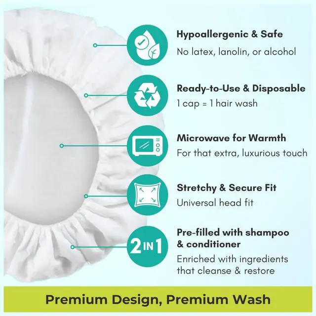 Alt view image 5 of 7 - No Water Rinse Free Shampoo Cap Microwavable Hair Wash Caps Shower