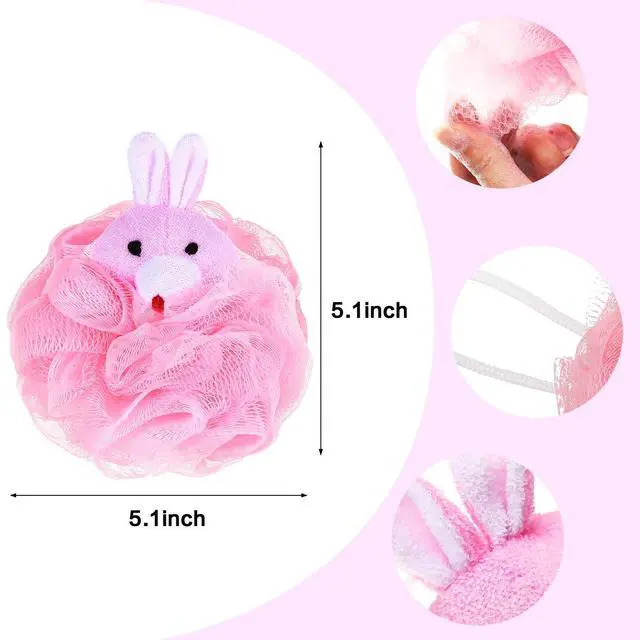 Alt view image 2 of 6 - 8 Pack Loofah for Kids, Cute Cartoon Toddler Loofah Bath Sponges, Animal Mesh Kids Loofa Pouf Body Scrubber Shower Balls Washcloths for Baby Boys Girls Children Adults Washing Exfoliating Gifts
