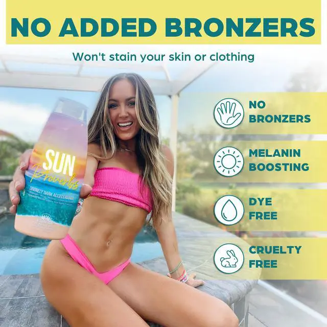 Alt view image 6 of 7 - Sun Proverbs, Tanning Bed Lotion, Dark Tan Accelerator, Indoor Outdoor Sun Bathing White Lotion without DHA, Bronzer-Free, Natural Bronzing for Men or Women by Elegant Sun