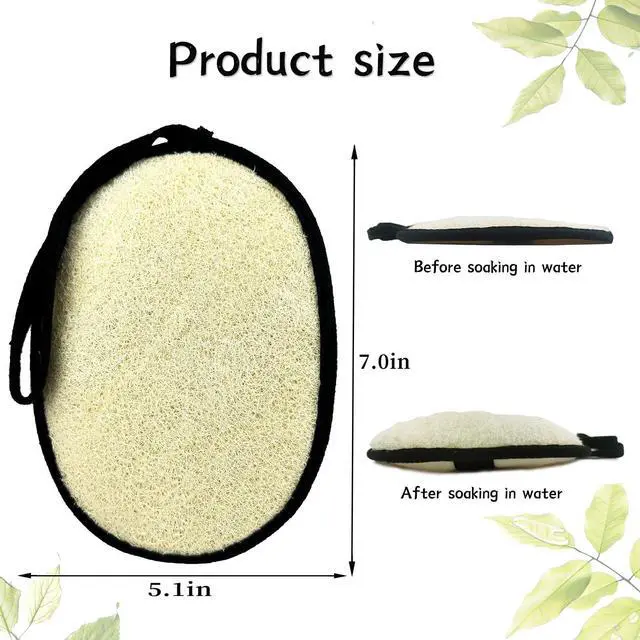 Alt view image 4 of 7 - Natural Loofah Sponge (2 Pack),Large 7"x5.1"Shower Loofah Sponge Exfoliating Body Scrubber for Women and Men,Natural Materials are Easily Biodegradable and Bath Exfoliation Doesn't Hurt The Skin