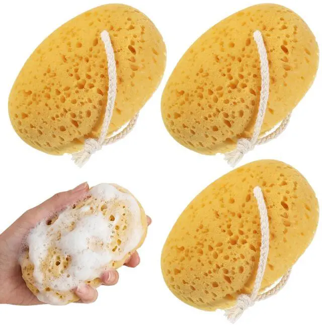 Main image of Large Shower Sponge, 3Pcs Bath Sponge for Women Men, 6 Inch Soft Exfoliating Body Scrubber for Adults Dense Foam Reusable for Bathroom Face Body