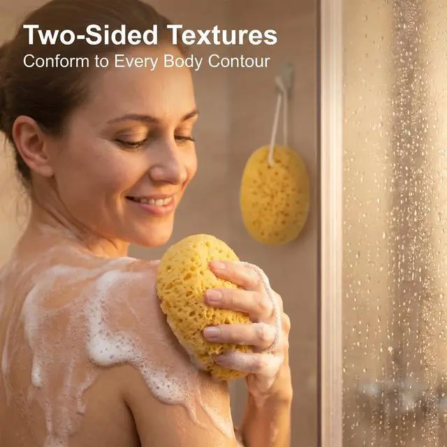 Alt view image 2 of 7 - Large Shower Sponge, 3Pcs Bath Sponge for Women Men, 6 Inch Soft Exfoliating Body Scrubber for Adults Dense Foam Reusable for Bathroom Face Body