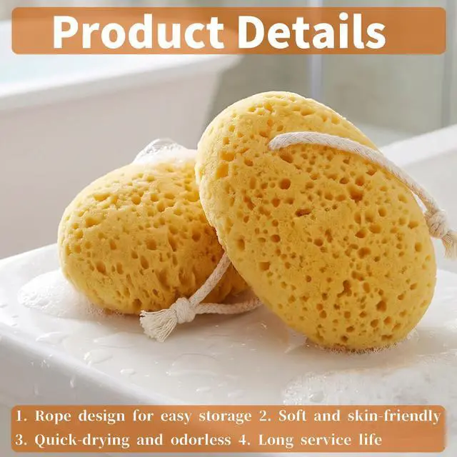 Alt view image 3 of 7 - Large Shower Sponge, 3Pcs Bath Sponge for Women Men, 6 Inch Soft Exfoliating Body Scrubber for Adults Dense Foam Reusable for Bathroom Face Body
