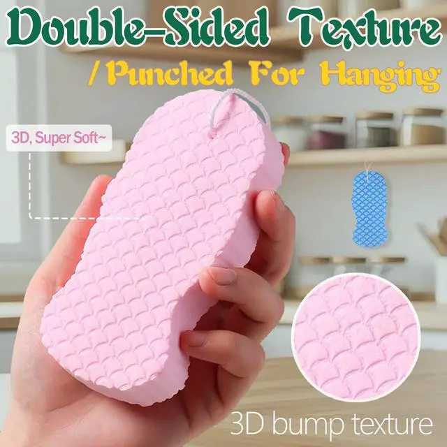 Alt view image 3 of 7 - Magic Exfoliating Body Scrubber,3D Super Soft Exfoliating Bath Sponge,Removes Dead Skin from Body-Skin Friendly and Reusable for Adults Children and Pregnant Women(1PCS Pink