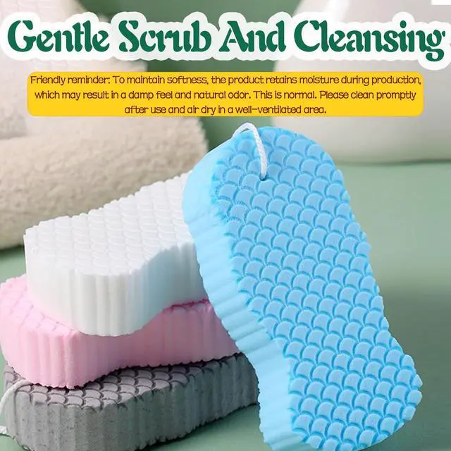 Alt view image 2 of 7 - Magic Exfoliating Body Scrubber,3D Super Soft Exfoliating Bath Sponge,Removes Dead Skin from Body-Skin Friendly and Reusable for Adults Children and Pregnant Women(1PCS Pink