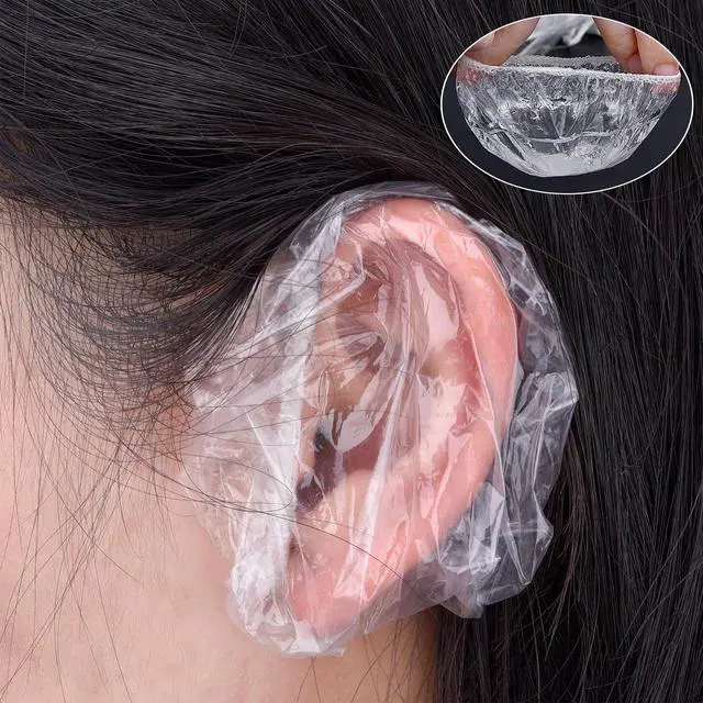Alt view image 4 of 6 - 200 Pack Clear Disposable Ear Covers for Shower, Waterproof Plastic Ear Protectors for Hair Dye, Shower, and Bathing for Adults