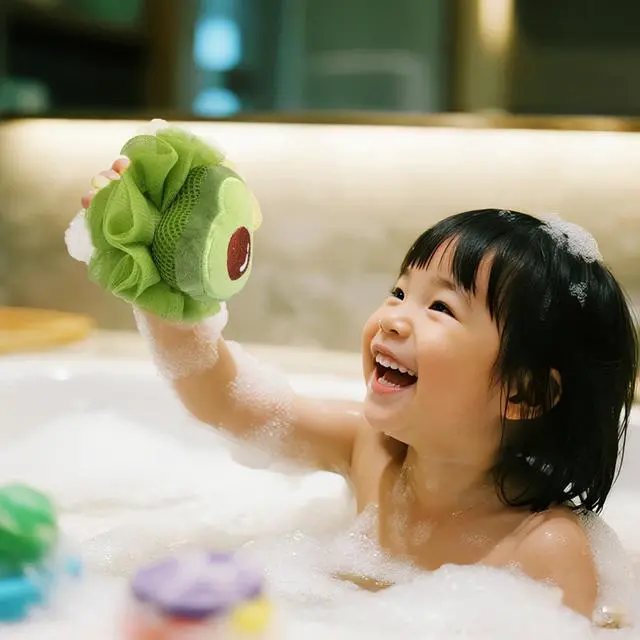 Alt view image 7 of 7 - 1 Pack of Children's Bath Loofah Sponge, Cute Avocado Shaped Sponge for Children, Toddlers, Adults, Shower Exfoliating Body Scrub Mesh Sponges, Suitable for Both Men and Women