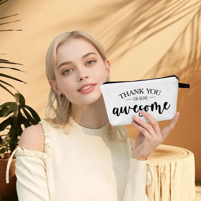 Alt view image 2 of 6 - Inspirational Encouraging Appreciated Makeup Cosmetic Bag Travel Pouch Gift Positive Inspirational Quotes Thank You for Being Awesome Makeup Bags Uplifting Encouragement Gifts for Women