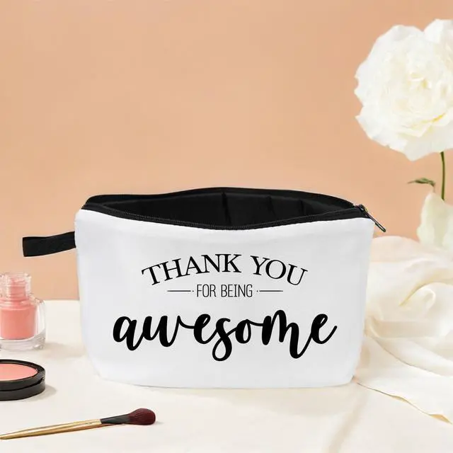 Alt view image 5 of 6 - Inspirational Encouraging Appreciated Makeup Cosmetic Bag Travel Pouch Gift Positive Inspirational Quotes Thank You for Being Awesome Makeup Bags Uplifting Encouragement Gifts for Women