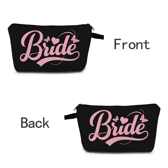Alt view image 6 of 6 - Bride Gift Cosmetic Bag for Women Bride Bridesmaid Proposal Gifts Pouch Makeup Bag Make Up Case Bride To Be Gift Wedding Vows Bridal Party Gift and Travel Toiletries Pouch Organizer