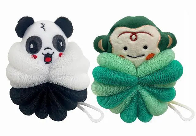 Main image of 2 Pcs Bath Loofahs for Kids, Soft Child Sponge for Shower Animal Body Scrubber for Kids Sponge for Bathing Cartoon Body Loofah Exfoliating Bathing Scrubber 55g (2 Cartoon A)