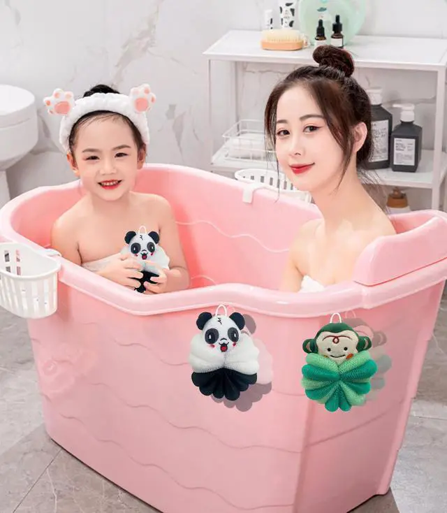 Alt view image 2 of 7 - 2 Pcs Bath Loofahs for Kids, Soft Child Sponge for Shower Animal Body Scrubber for Kids Sponge for Bathing Cartoon Body Loofah Exfoliating Bathing Scrubber 55g (2 Cartoon A)