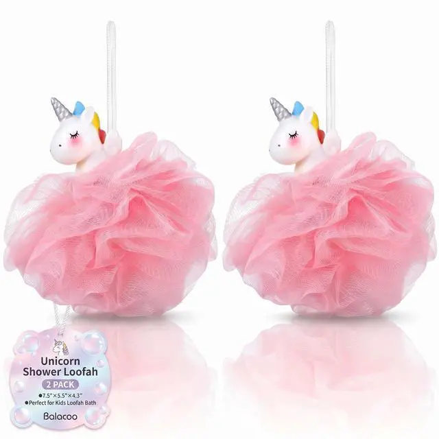 Main image of Shower Loofah: 2 Pcs Unicorn Loofahs Animal Loofah Kids Loofah Bath Sponge Exfoliating Scrubber Bathing Ball for Girls Boys