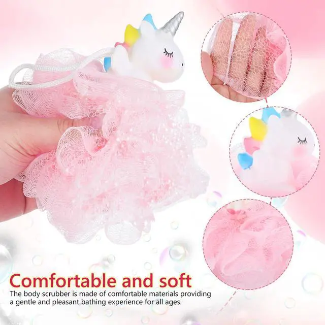 Alt view image 6 of 7 - Shower Loofah: 2 Pcs Unicorn Loofahs Animal Loofah Kids Loofah Bath Sponge Exfoliating Scrubber Bathing Ball for Girls Boys