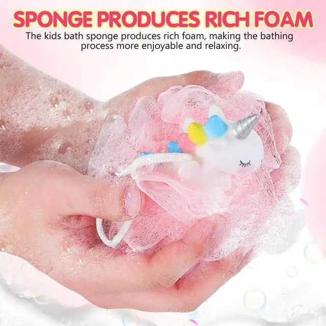 Alt view image 3 of 7 - Shower Loofah: 2 Pcs Unicorn Loofahs Animal Loofah Kids Loofah Bath Sponge Exfoliating Scrubber Bathing Ball for Girls Boys