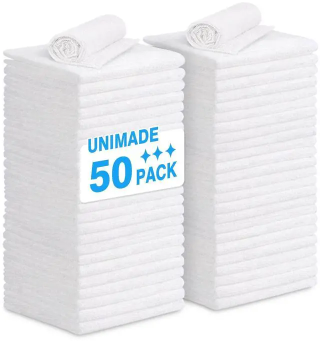 Main image of Shop Towel Rags, 50 Pack Reusable Shop Rags Bulk Microfiber Cleaning Cloth Lint Free Cleaning Towels for Car Kitchen Automotive Bar Mechanic Restaurant Garage, 11.5"x 11.5", White