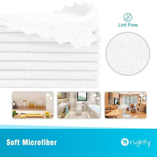 Alt view image 2 of 7 - Microfiber Cleaning Cloth Bulk, Shop Towels Shop Rags 50 Pack, Reusable Microfiber Cleaning Rags for Cars, Multi-Purpose Lint Free Towels for Home & Kitchen, 12x12 Inch, White