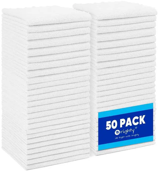 Main image of Microfiber Cleaning Cloth Bulk, Shop Towels Shop Rags 50 Pack, Reusable Microfiber Cleaning Rags for Cars, Multi-Purpose Lint Free Towels for Home & Kitchen, 12x12 Inch, White