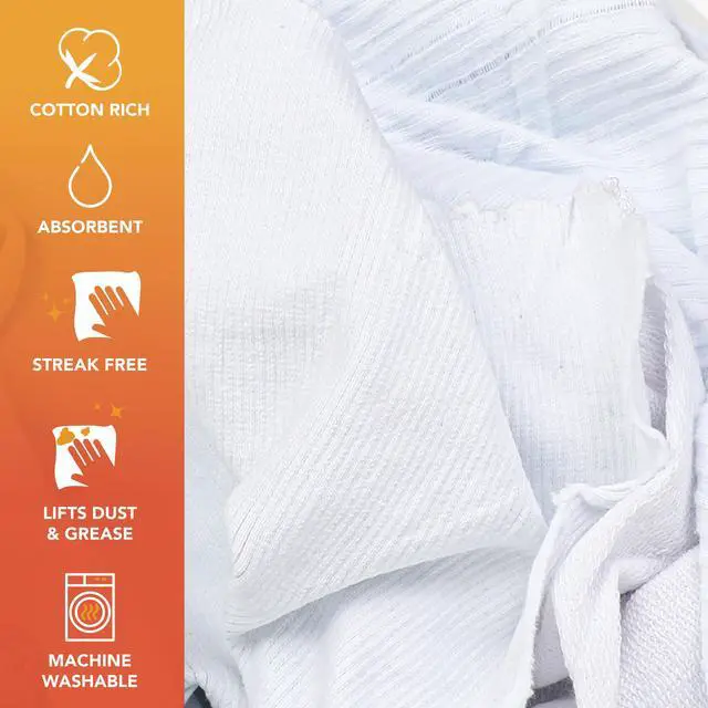 Alt view image 2 of 7 - T-Shirt Rags Bulk, 5 lb Bag, Cotton Cleaning Towels, Low Lint Knit Wiping Cloths for Paint, Stain, Grease, Shop and Auto Use, Absorbent Machine Washable, White