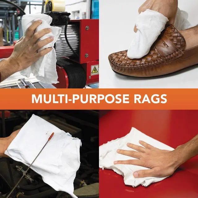 Alt view image 3 of 7 - T-Shirt Rags Bulk, 5 lb Bag, Cotton Cleaning Towels, Low Lint Knit Wiping Cloths for Paint, Stain, Grease, Shop and Auto Use, Absorbent Machine Washable, White