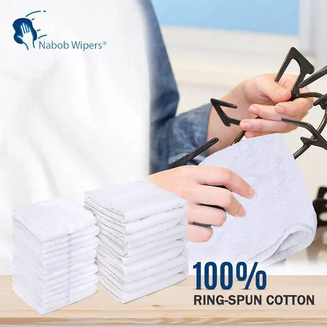 Alt view image 2 of 7 - White Terry Rags 2lb Bulk Towel Rag Multipurpose 12x12 Inches 100% Cotton Ring Spun Cleaning Solution for Body Shops, Garages, Restaurants, Home, Bars (24 Pack)
