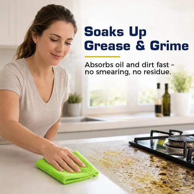 Alt view image 4 of 7 - Microfiber Cleaning Cloth, 150 Pack Reusable Lint-Free Towels - Blue, Yellow & Green Soft Microfiber Towels for Home, Kitchen, Bathroom, Glass & Tables - 11"x9" Washable Shop Rags