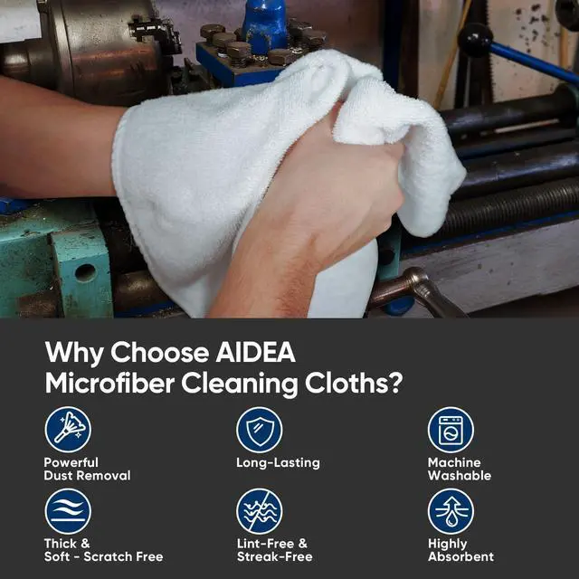Alt view image 2 of 7 - White Microfiber Cleaning Cloth 100PK, Reusable Cleaning Rags 12"x12"