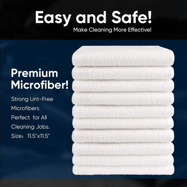 Alt view image 6 of 7 - White Microfiber Cleaning Cloth 100PK, Reusable Cleaning Rags 12"x12"
