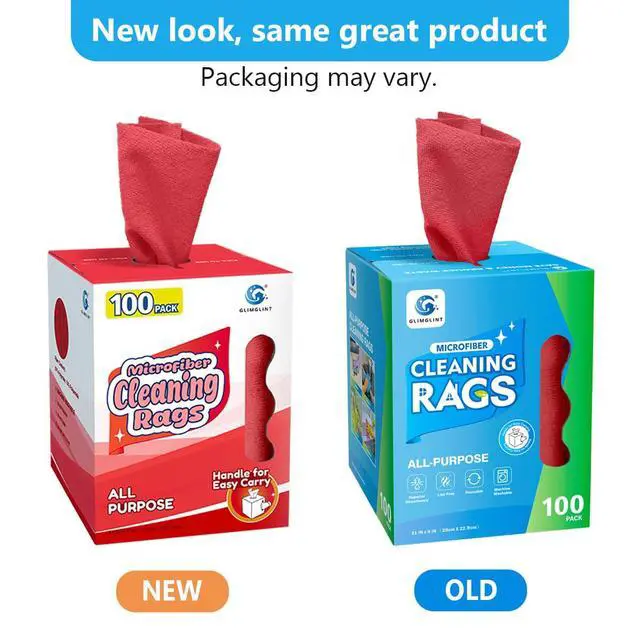 Alt view image 2 of 7 - Red Microfiber Cleaning Cloth, 100 Pack Cleaning Rags, Lint-Free, Ultra Absorbent Reusable Paper Towels for Home, Kitchen, Car, Garage or Shop, Dish Rags, 11" x 9"
