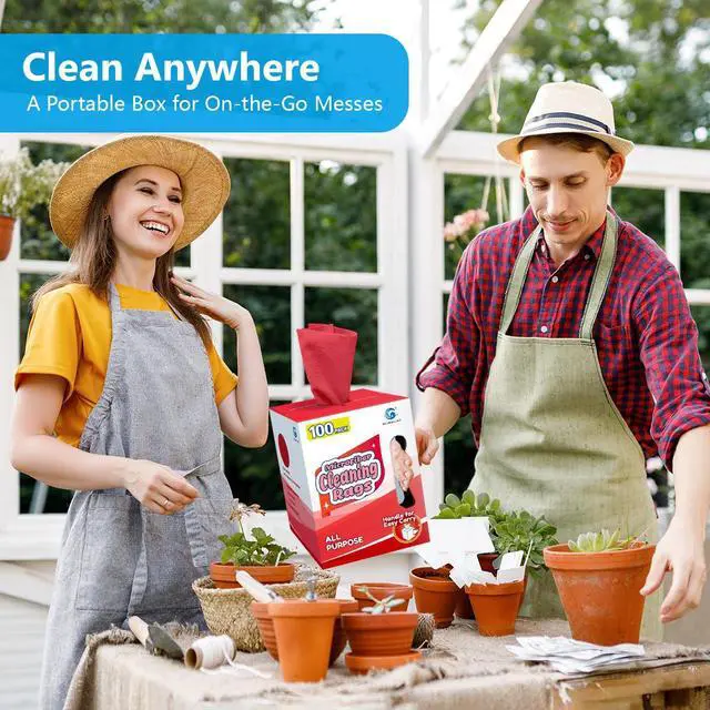 Alt view image 7 of 7 - Red Microfiber Cleaning Cloth, 100 Pack Cleaning Rags, Lint-Free, Ultra Absorbent Reusable Paper Towels for Home, Kitchen, Car, Garage or Shop, Dish Rags, 11" x 9"