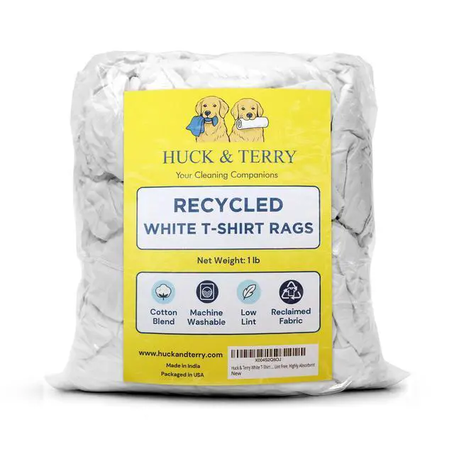 Alt view image 2 of 7 - White T-Shirt Bag of Rags, 100% Recycled Material, Cotton Blend Bar Mop, Reclaimed, Eco-Friendly Cloth, Cleaning & Painting Rags, Lint Free, Highly Absorbent (Bag, 1, Pound)