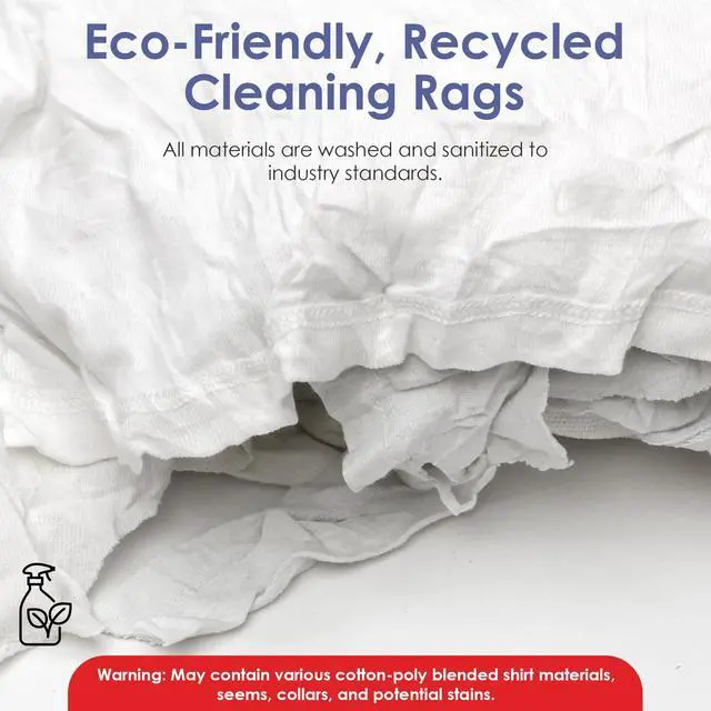 Alt view image 3 of 7 - White T-Shirt Bag of Rags, 100% Recycled Material, Cotton Blend Bar Mop, Reclaimed, Eco-Friendly Cloth, Cleaning & Painting Rags, Lint Free, Highly Absorbent (Bag, 1, Pound)