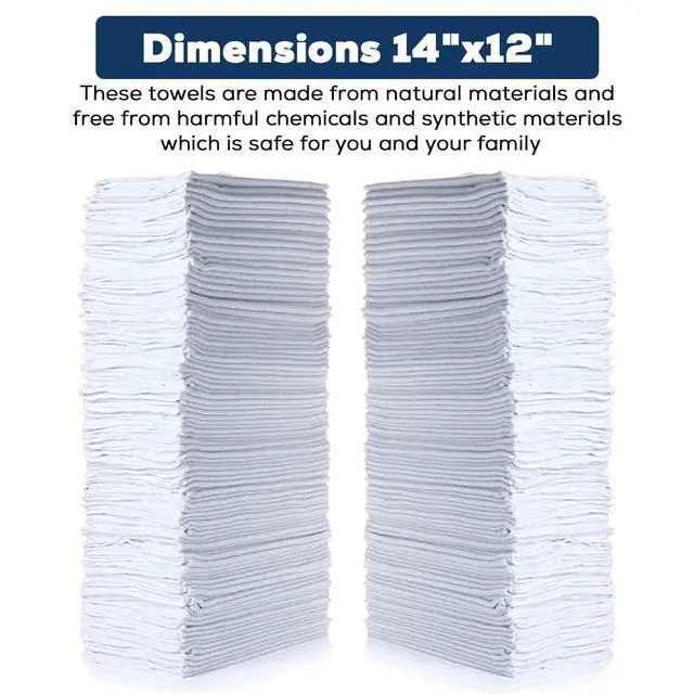 Alt view image 2 of 3 - Cotton Shop Towels 14"x12" (90 Pack) Reusable Cleaning Shop Rags for Automobiles, Industries, Garage and Homes (White)